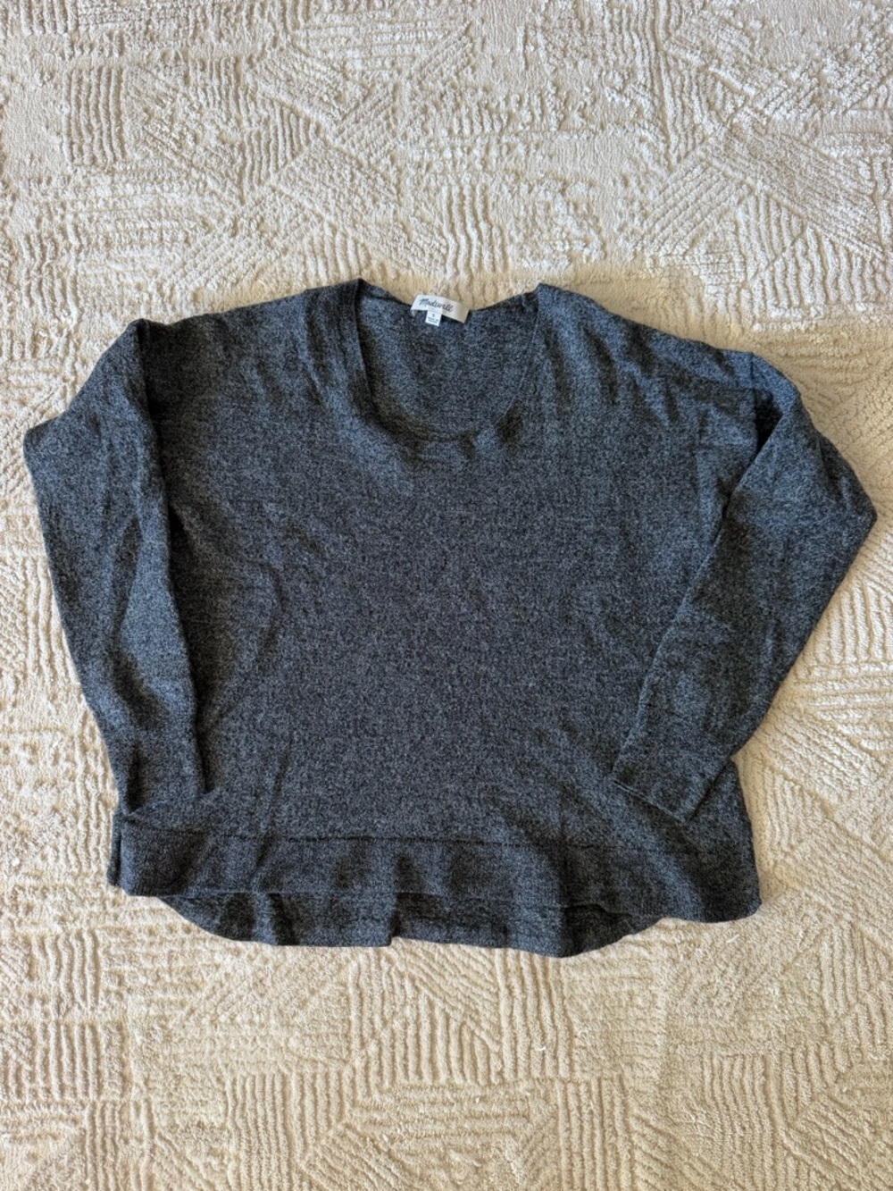 Madewell Heathered Charcoal Scoop Neck Sweater